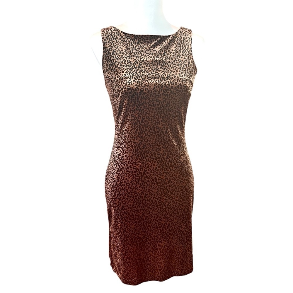 Sleeveless Leopard Print Dress Bodycon Animal Print Cocktail Party SZ S